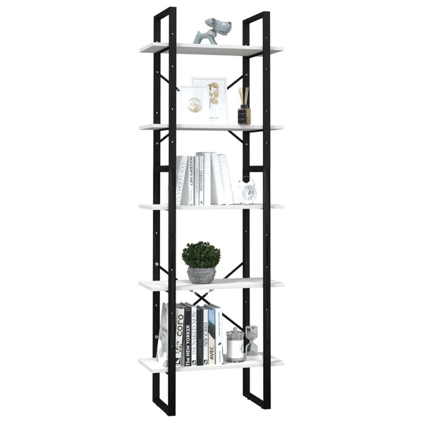 5-tasoinen Kirjahylly valkoinen 60x30x175 cm mänty