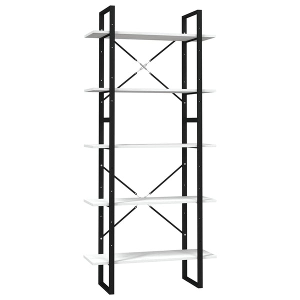 5-tasoinen Kirjahylly valkoinen 80x30x175 cm mänty