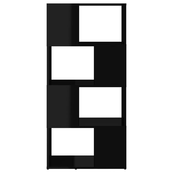 Kirjahylly/tilanjakaja korkeakiilto musta 60x24x124,5 cm