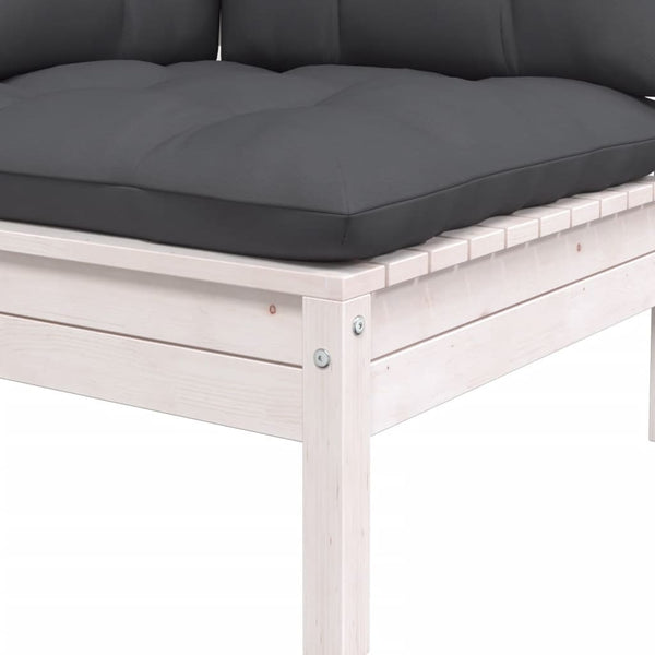 3-osainen Puutarhasohvasarja tyynyillä valkoinen täysi mänty