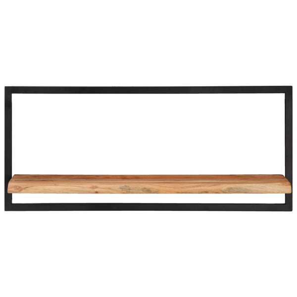 Seinähyllyt 2 kpl 80x25x35 cm täysi akasiapuu ja teräs
