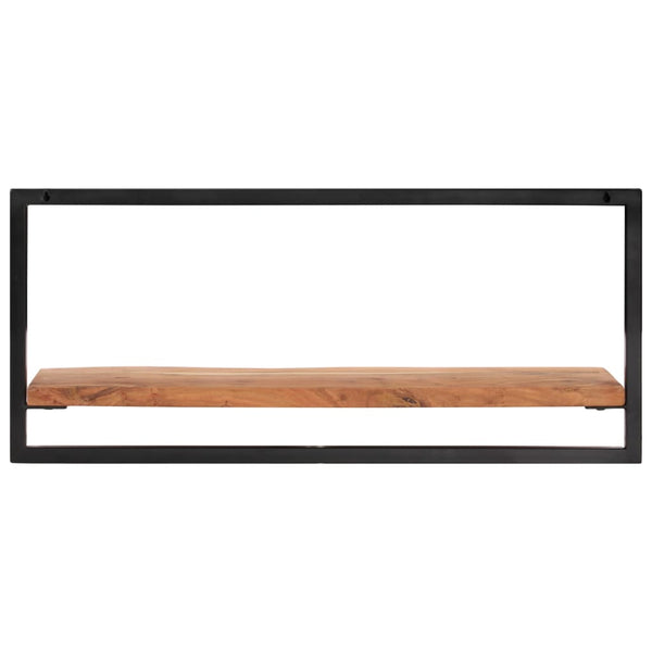 Seinähyllyt 2 kpl 80x25x35 cm täysi akasiapuu ja teräs