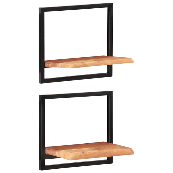 Seinähyllyt 2 kpl 40x24x35 cm täysi akasiapuu ja teräs