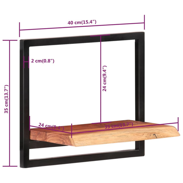 Seinähyllyt 2 kpl 40x24x35 cm täysi akasiapuu ja teräs