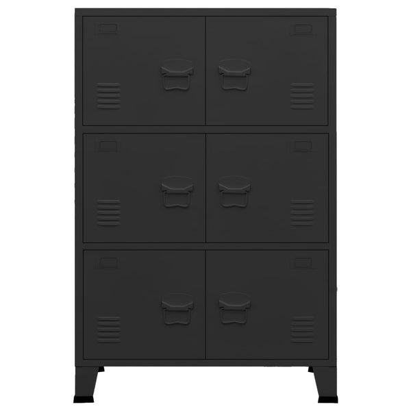 Teollinen säilytysarkku musta 75x40x115 cm metalli