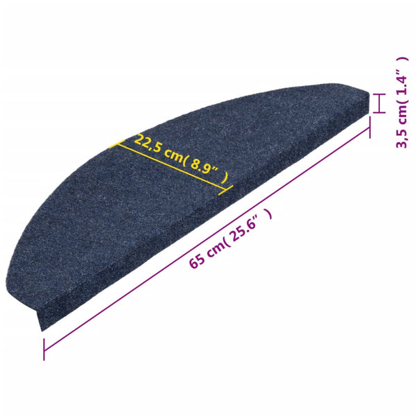 Itsekiinnittyvät porrasmatot 15 kpl 65x22,5x3,5 cm sininen