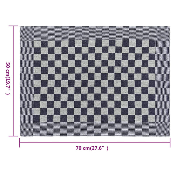 Keittiöpyyhkeet 20 kpl sininen ja valkoinen 50x70 cm puuvilla