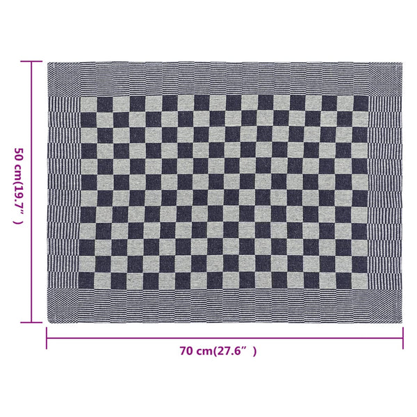 Keittiöpyyhkeet 50 kpl sininen ja valkoinen 50x70 cm puuvilla