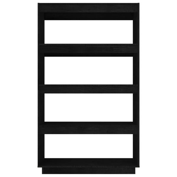 Kirjahylly/tilanjakaja musta 80x35x135 cm täysi mänty