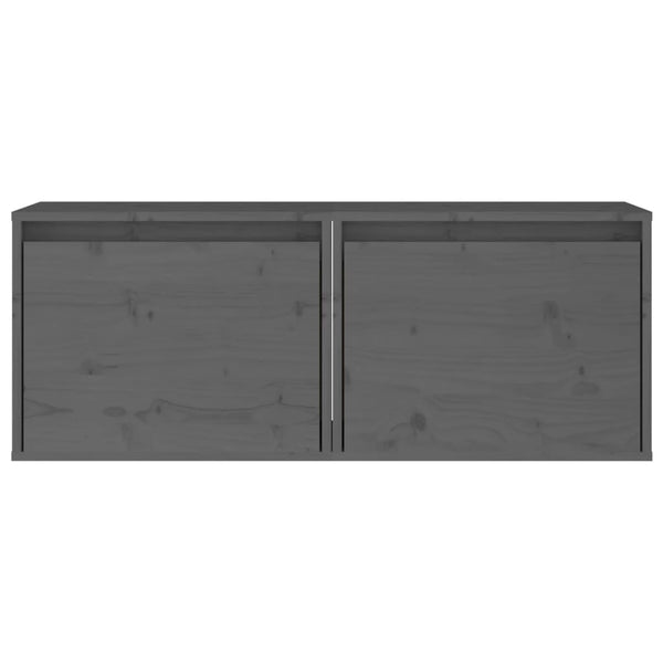 Seinäkaapit 2 kpl harmaa 45x30x35 cm täysi mänty