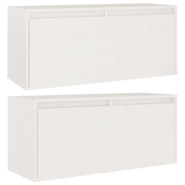 Seinäkaapit 2 kpl valkoinen 80x30x35 cm täysi mänty