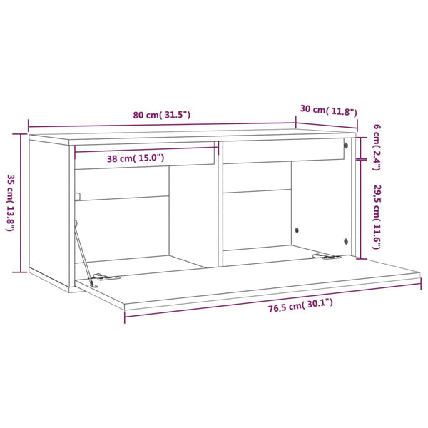 Seinäkaappi hunajanruskea 80x30x35 cm täysi mänty