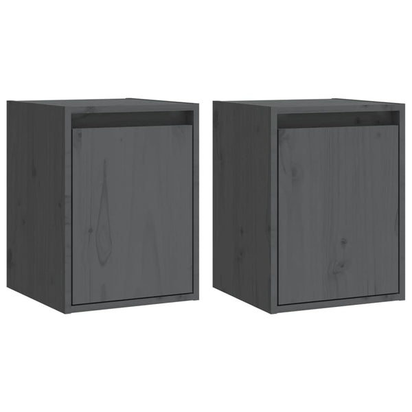 Seinäkaapit 2 kpl harmaa 30x30x40 cm täysi mänty