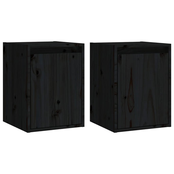 Seinäkaapit 2 kpl musta 30x30x40 cm täysi mänty