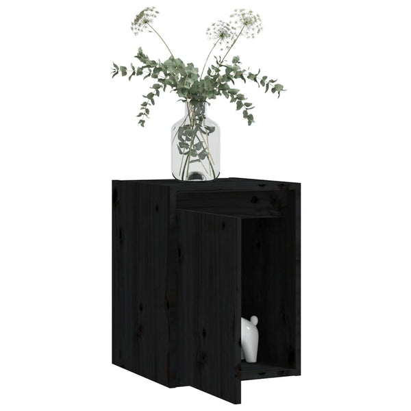 Seinäkaapit 2 kpl musta 30x30x40 cm täysi mänty