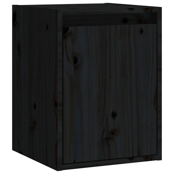 Seinäkaapit 2 kpl musta 30x30x40 cm täysi mänty