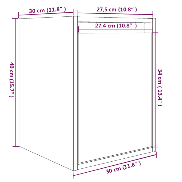 Seinäkaapit 2 kpl musta 30x30x40 cm täysi mänty