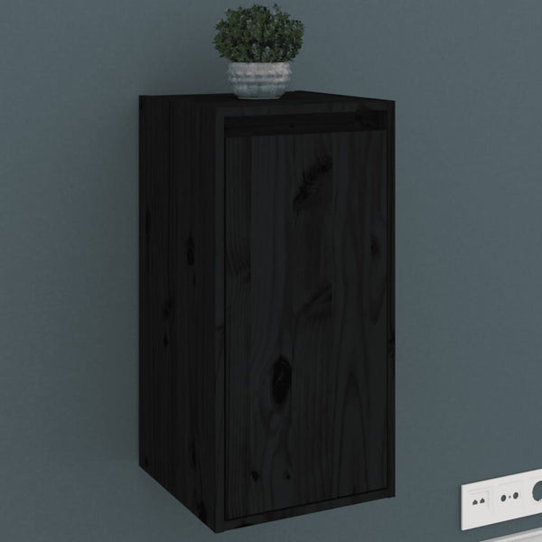 Seinäkaapit 2 kpl musta 30x30x60 cm täysi mänty