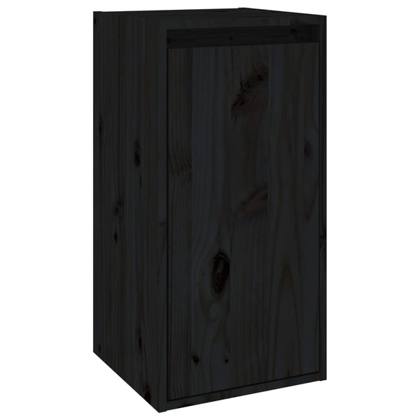 Seinäkaapit 2 kpl musta 30x30x60 cm täysi mänty