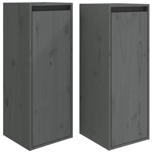 Seinäkaapit 2 kpl harmaa 30x30x80 cm täysi mänty
