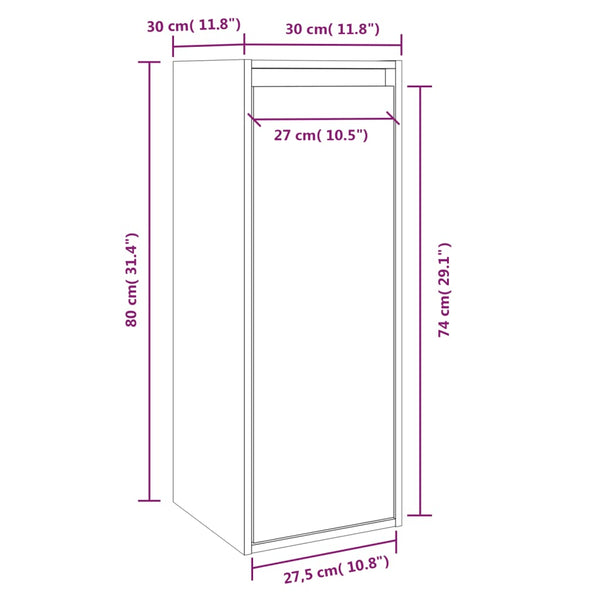 Seinäkaapit 2 kpl harmaa 30x30x80 cm täysi mänty