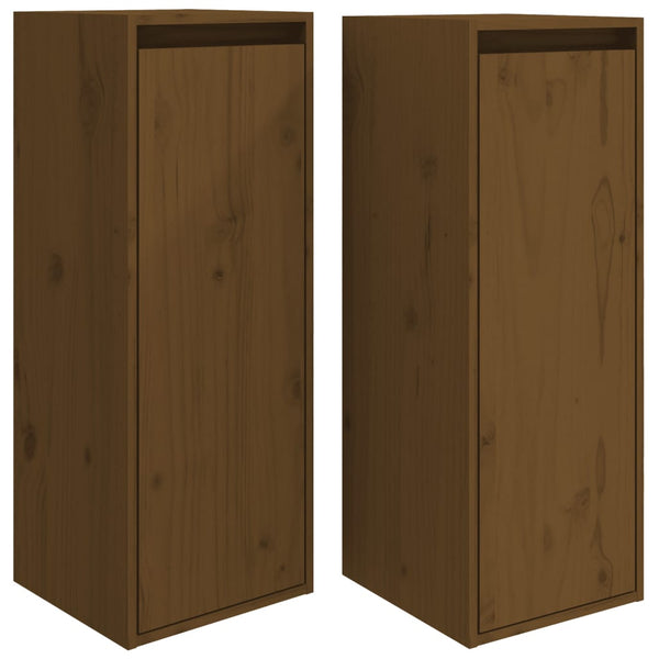 Seinäkaapit 2 kpl hunajanruskea 30x30x80 cm täysi mänty