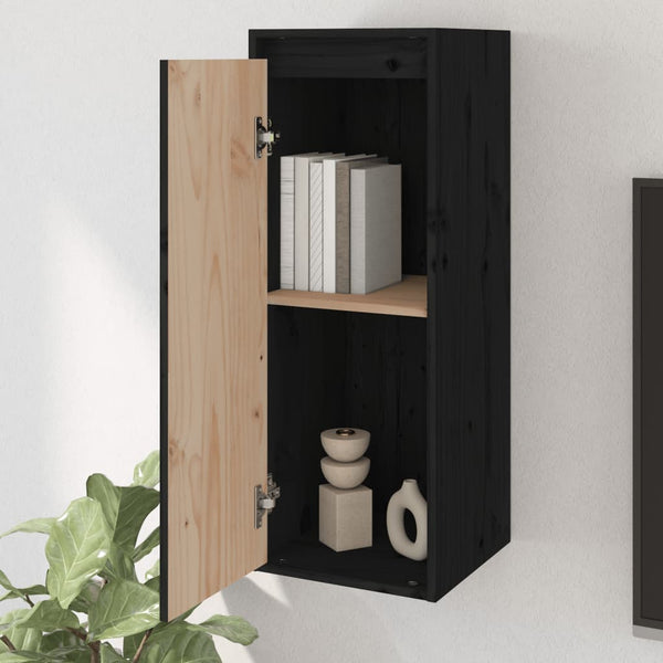 Seinäkaapit 2 kpl musta 30x30x80 cm täysi mänty