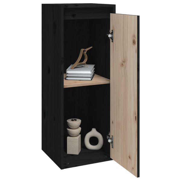 Seinäkaapit 2 kpl musta 30x30x80 cm täysi mänty