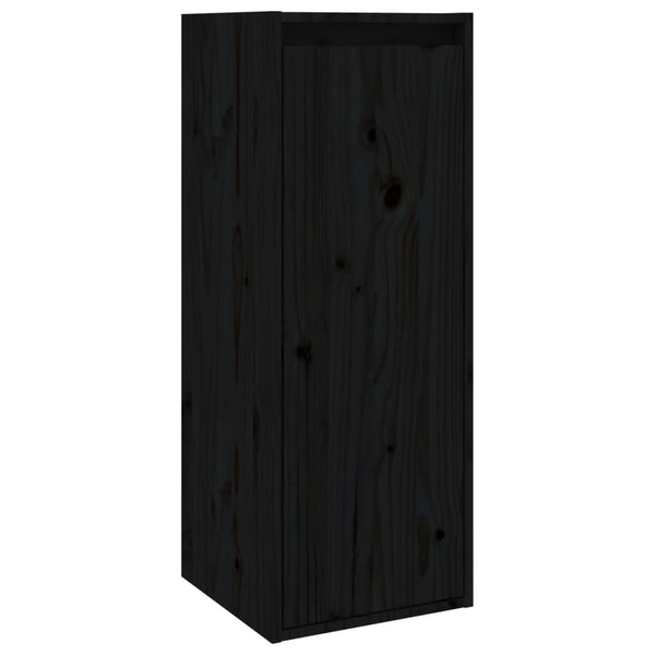 Seinäkaapit 2 kpl musta 30x30x80 cm täysi mänty