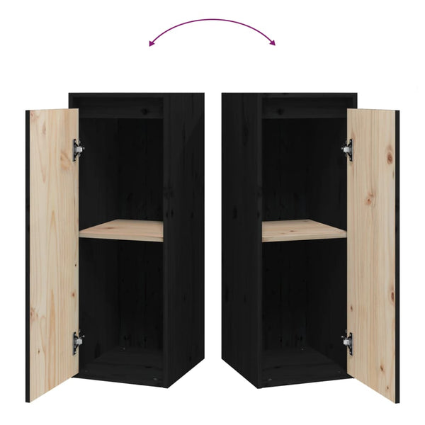 Seinäkaapit 2 kpl musta 30x30x80 cm täysi mänty
