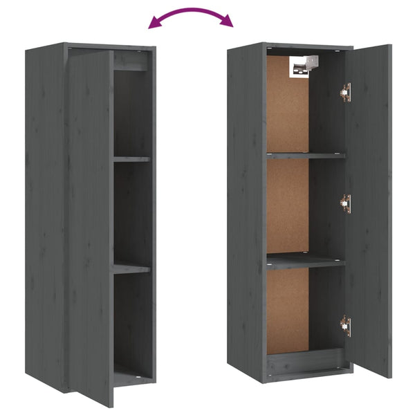 Seinäkaapit 2 kpl harmaa 30x30x100 cm täysi mänty