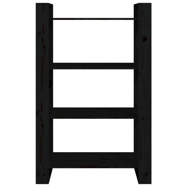 Kirjahylly/tilanjakaja musta 80x35x125 cm täysi mänty