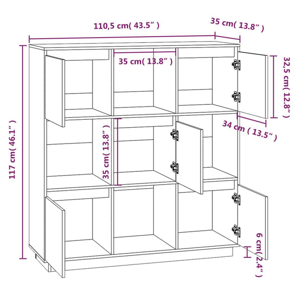 Kaappi harmaa 110,5x35x117 cm täysi mänty
