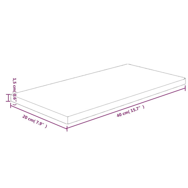 Hyllylevy 40x20x1,5 cm käsittelemätön täysi tammi