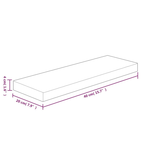 Hyllylevy 40x20x4 cm käsittelemätön täysi tammi