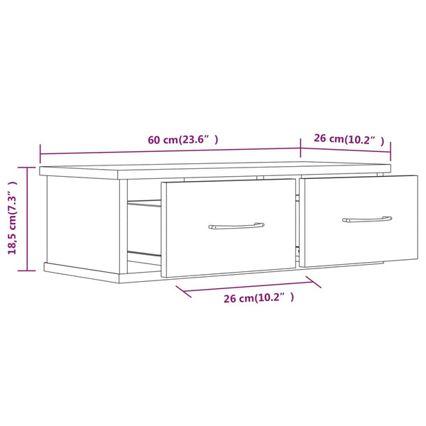 TV-seinäkaappi ruskea tammi 60x26x18,5 cm tekninen puu