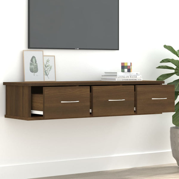 TV-seinäkaappi ruskea tammi 88x26x18,5 cm tekninen puu