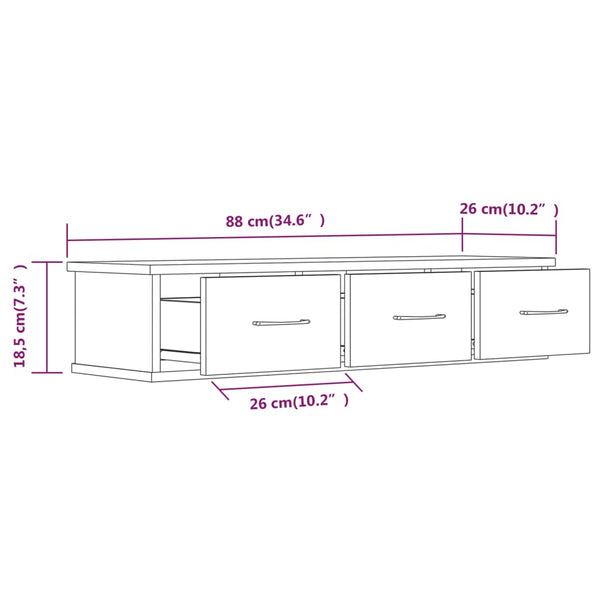 TV-seinäkaappi ruskea tammi 88x26x18,5 cm tekninen puu