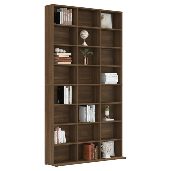 CD-hylly ruskea tammi 102x23x177,5 cm tekninen puu