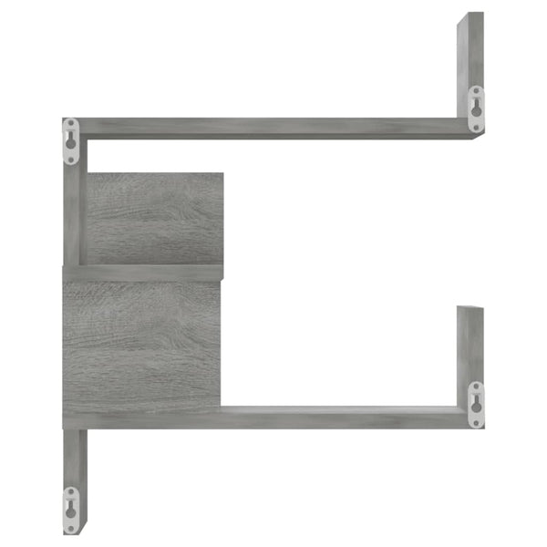 Seinäkulmahyllyt 2 kpl harmaa Sonoma 40x40x50 cm tekninen puu
