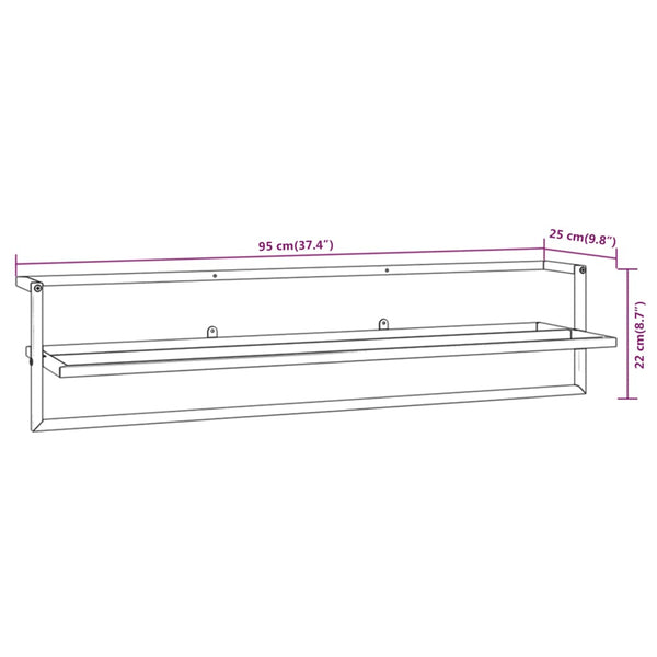 Pyyheteline valkoinen 95x25x22 cm rauta
