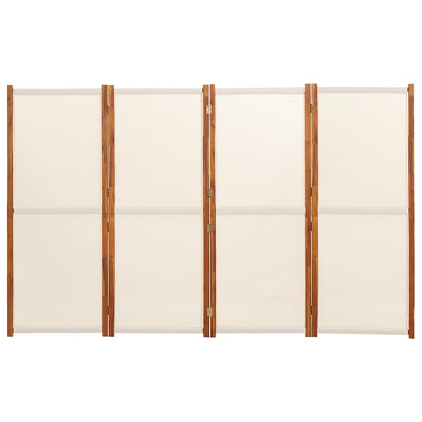 4-paneelinen tilanjakaja kermanvalkoinen 280x180 cm