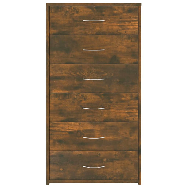 Senkki 6 laatikolla savutammi 50x34x96 cm tekninen puu