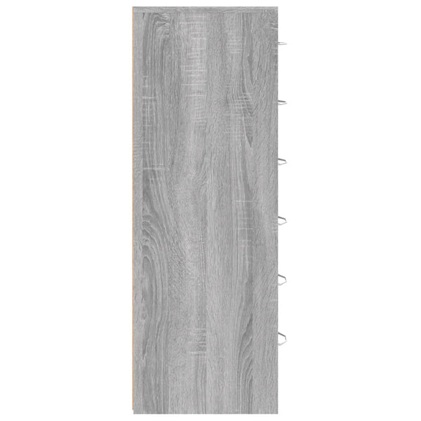 Senkki 6 laatikolla harmaa Sonoma 50x34x96 cm tekninen puu
