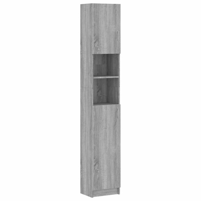 Harmaa sonoma kylpyhuoneen kaappi Jaunita 32x25,5x190cm (puinen)
