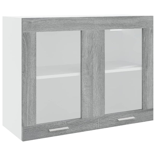 Harmaa riippuva lasikaappi Pompilas 80x31x60cm (puinen)