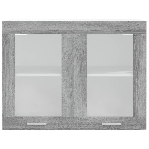 Harmaa riippuva lasikaappi Pompilas 80x31x60cm (puinen)