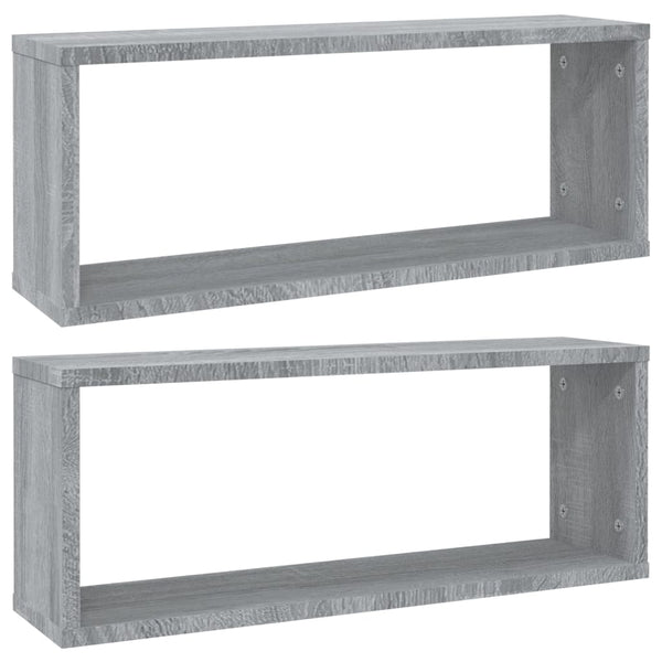 Seinäkuutiohyllyt 2 kpl harmaa Sonoma 60x15x23 cm tekninen puu