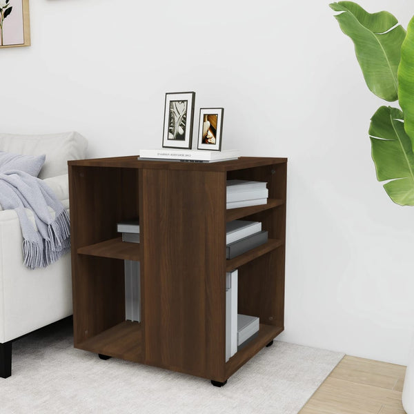 Kaappi pyörillä ruskea tammi 60x53x72 cm tekninen puu