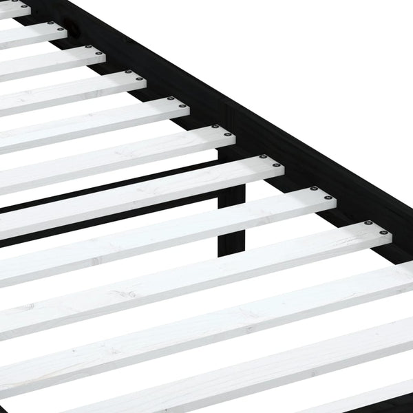 Sängynrunko musta 75x190 cm Small Single täysi puu